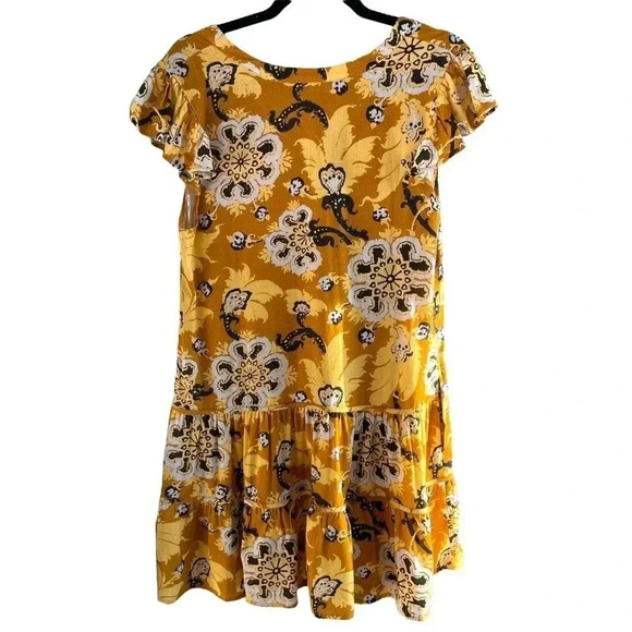 The Odells Daisy Dress Suntan Yellow Tiered Pockets - Picture 3 of 8